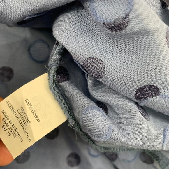 J.CREW Popover Shirt Womens Size 2 Polka Dot Jacquard Blue Sheer Career - Picture 15 of 16